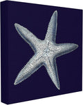 Stupell Home Décor Distressed Navy and White Starfish Stretched Canvas Wall Art, 17 x 1.5 x 17, Proudly Made in USA