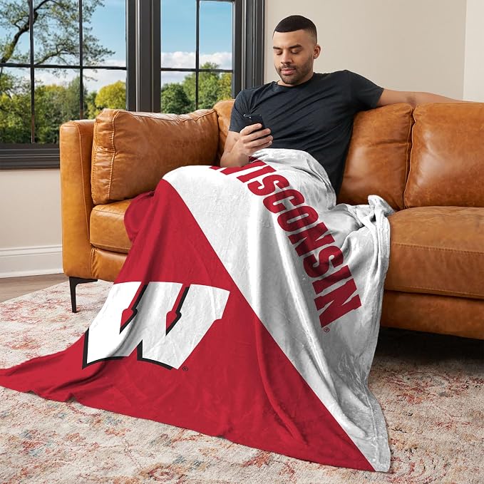 Northwest NCAA Silk Touch Throw Blanket, Ultra Soft Plush Polyester, Lightweight Warm Decorative Fan Gift, 46 x 60 in