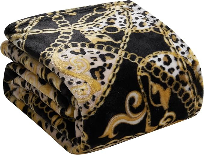 Baby Phat Oversized Plush Throw Blanket, Leopard with Chains, 60" x 70"