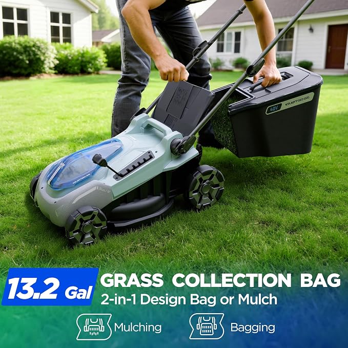 16-Inch 40V Max Brushless Cordless Electric Push Lawn Mower | Includes 40V Max 4.0Ah battery and charger; 148Wh total energy for fewer charging interruptions during routine yard care.