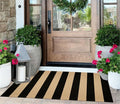 Front Porch Rug 24"x51",Black and Tan Striped Outdoor Rug Cotton Woven Washable Indoor Outdoor Doormat Farmhouse Small Area Rug for Porch/Entryway/Home Entrance Decor