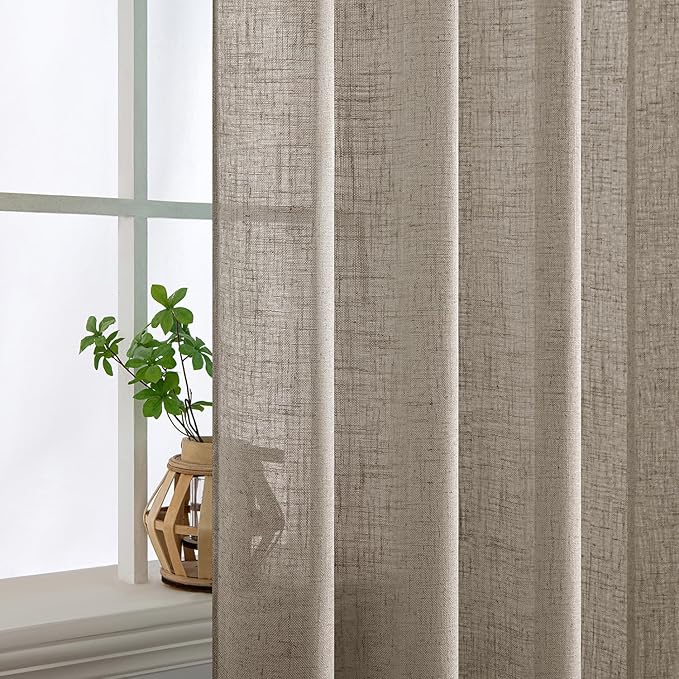 MIULEE Burlywood Birch Linen Curtains 108 Inches Long 2 Panels - Image 5