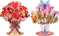 Paper Love HugePop Flower Bouquet Pop Up Cards 2 Pack - Includes 1 Heart Bouquet and 1 Butterfly Bouquet, Gift For Mothers Day, Birthday, Valentines Day, All Occasions - Jumbo 10" x 14" Card