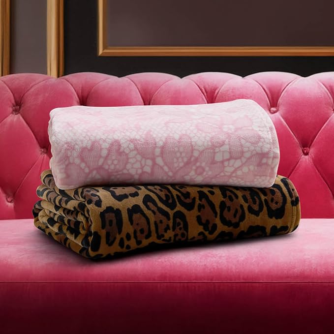 Baby Phat Oversized Plush Throw Blanket 60" x 70", Script Lace Pink