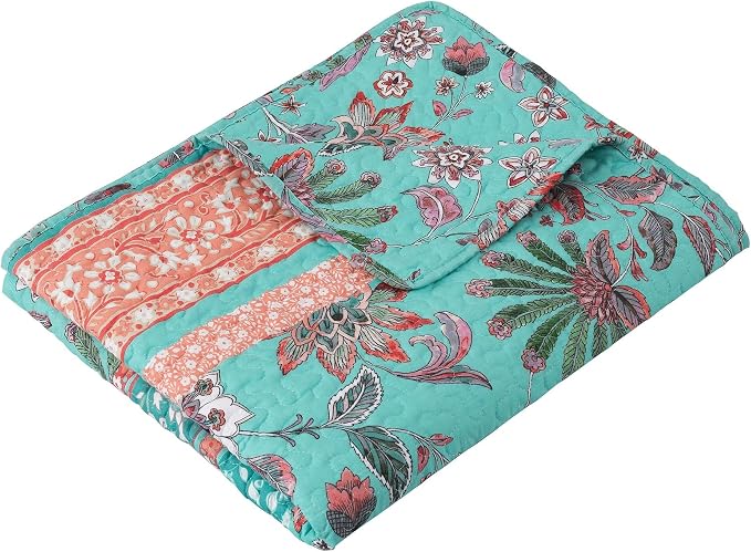 Greenland Home Barefoot Bungalow Audrey Throw Blanket, 50 x 60-inch, Turquoise