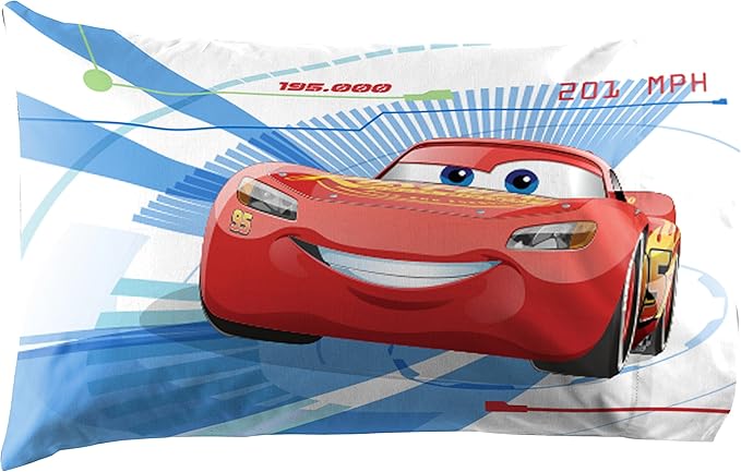 Jay Franco Kids Sheet Cartoon Set with Fitted, Flat Sheets & Pillow Cover - Ultra-Soft Bedding with Pillowcase for Room Decor, White - Cars, 3 Piece Twin