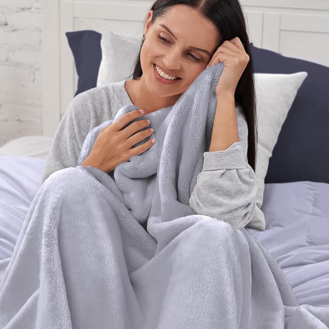 NORTHWEST Ashford Home Cozy Warmwell Blanket Lunar Rock Grey Twin Size 60 x 80 inches
