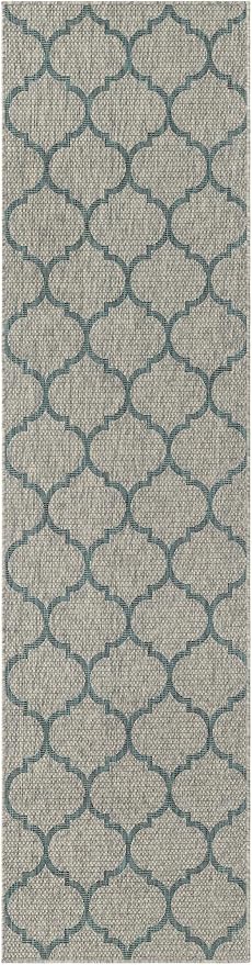 Unique Loom Outdoor Trellis Collection Area Rug (2' 7" x 10' Runner, Gray/ Ivory)