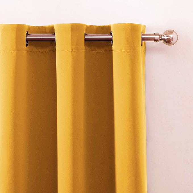 LEMOMO Yellow Blackout Curtains 34 x 54 Inch Length/Set of 2 Curtain Panels/Thermal Insulated Room Darkening Blackout Curtains for Bedroom