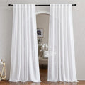 NICETOWN White Sheer 102 inch Long Curtains Faux Linen Blend, Rod Pocket & Back by NICETOWN