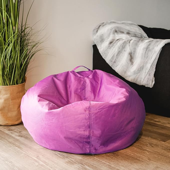 Big Joe Classic Bean Bag Chair for Kids Bedroom and Reading Nook, Easy-Clean Radiant Orchid, Durable Nylon Polyester Blend, 2 feet Refillable | 2 feet, Smartmax Fabric, Polystyrene Bean Filled, Refillable, Nylon Polyester, Safe for Kids Ages 3+, Suppor...