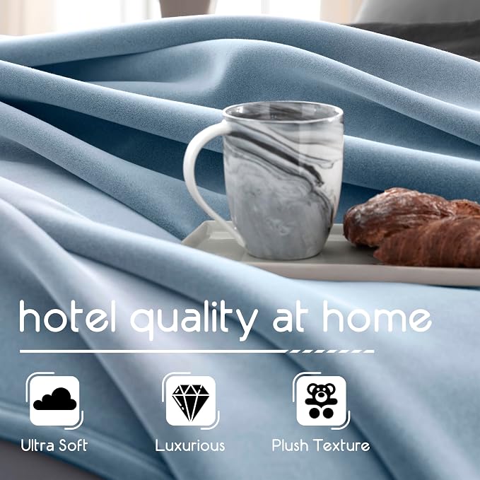 Vellux 1B07056 Original Insulating Core Hotel Style Solid blanket Machine Washable Soft Cozy Warm Thermal Durable Pet Friendly All Seasons Layering Bed Sofa Blankets, Twin, Blue