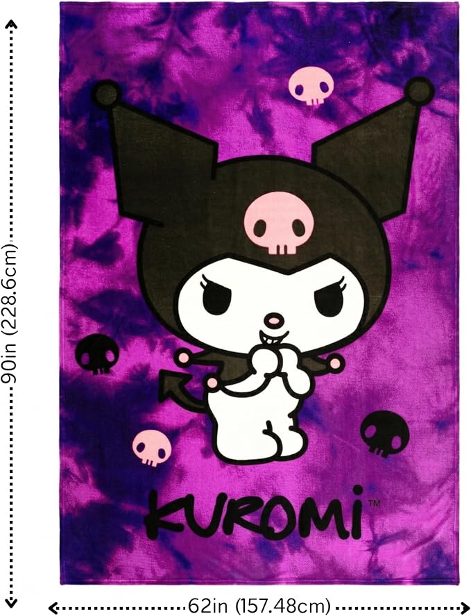 Franco Kuromi Bedding Super Soft Cozy Blanket, 62 in x 90 in, Kawaii Collectible Gift (Officially Licensed Product)