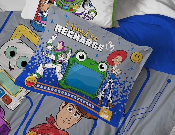 Jay Franco Kids Comforter Set Includes Sheets and Pillow Covers - Soft and Cozy Bed Set for Stylish Room Decor, Official Licensed Bedding, Grey - Toy Story, 5 Piece Twin