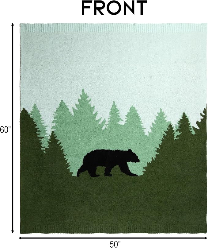 Carstens, Inc. Luxury Soft Stretchy Reversible Plush Throw Blanket, Large 50" x 60", Smoky Mountain Bear
