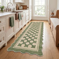 Garvee Scalloped Washable 2x6 Kitchen Runner Rug, Easy Jute Checkered Green Rugs for Entryway Hallway, Indoor Outdoor Non Slip Rug Farmhouse Modern Carpet Door Mat for Porch Bedroom Laundry Room 2'x6'