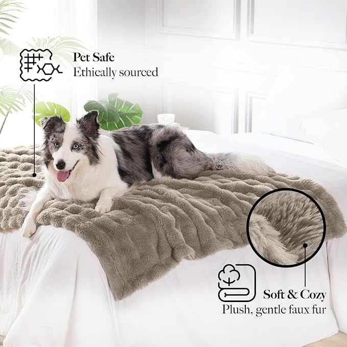 Modern Threads Water-Resistant Faux Rabbit Fur Pet Blanket for Dogs & Cats – Ultra-Soft Couch, Bed & Crate Protector, 30x40 Brown