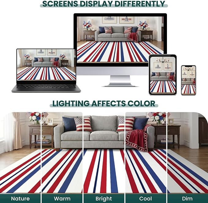 KOZYFLY 250th Anniversary Patriotic Doormat Blue Red White Striped Rug 24 x 35 Inch Front Door Mat 4th of July Memorial Day Welcome Mats for Entryway Porch Kitchen Patio Independence Day Decor