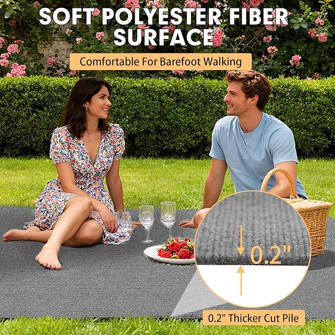 Grefinity Marine Carpet,6 FT x 18 FT Smoke Gray Indoor Outdoor Carpet 0.2" Thick Boat Rug with Water-Proof TPE Backing for Home, Patio, Porch, Deck