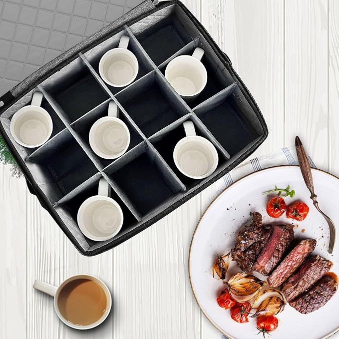 Quilted Mug Cup Storage Box,China Storage Containers | Cup Storage Containers Hard Shell with Lid for Moving Transport,Kichen Dinnerware Storage