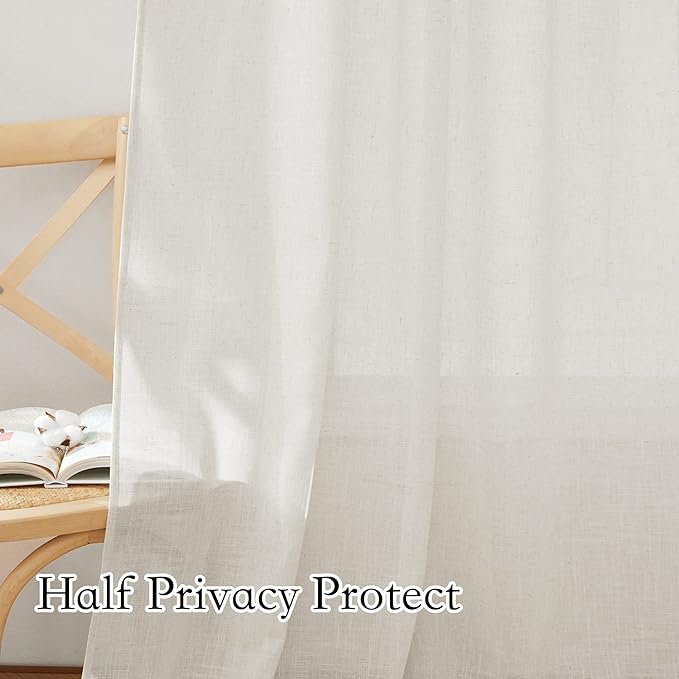 RYB HOME Sheer Linen Blend Curtains - Image 5