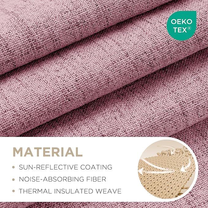 Joydeco Blackout Curtains for Bedroom - 108 Inch Long 100% Light Blocking 2 Panels Set Pink Drapes, Thermal Insulated Room Darkening Curtains, Linen Textured for Living Room, Rod Pocket & Back Tabs