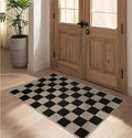 Rugalia Easy Jute Checkered Entryway Rug, 2.6x4 Black Modern Indoor Outdoor Doormat, Washable Non-Slip Neutral Kitchen Rug Farmhouse Checkerboard Throw Rugs for Entrance Bedroom Bathroom