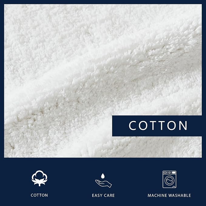 Nautica - Bath Rugs, Soft & Absorbent Tufted Cotton Bath Mat, Oeko-Tex Certified (Peniston White, 2-Piece)