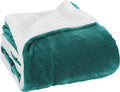 Elegant Comfort Luxury Ultra-Plush Velvet Touch Fleece Throw Soft, Warm, Cozy| Micromink Sherpa-Backing Reversible Blanket for Bed, Sofa and Couch, Solid Turquoise