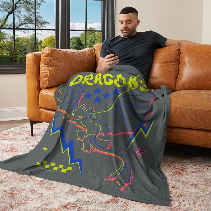 Northwest How to Train Your Dragon Neon Dragon Silk Touch Throw Blanket 60x80 inches