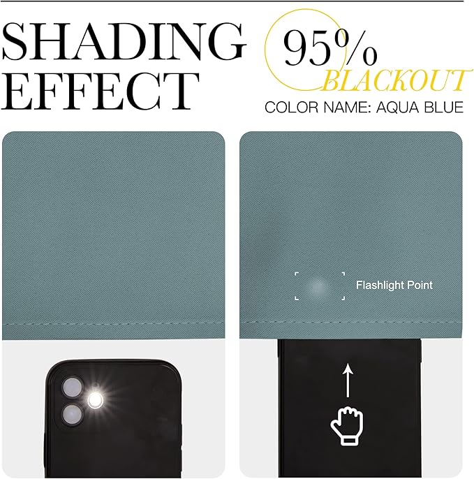 NICETOWN Modern Blackout Curtains Noise Reducing, Thermal Insulated and Privacy Room Darkening Drape Panels for Boy's Guest Room Door Small Short Window (Greyish Blue, 2 Panels, W42 x L48 -Inch)