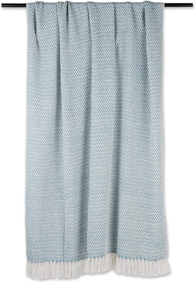 DII Woven Throw Collection 100% Cotton, Basketweave, 50x60, Storm Blue