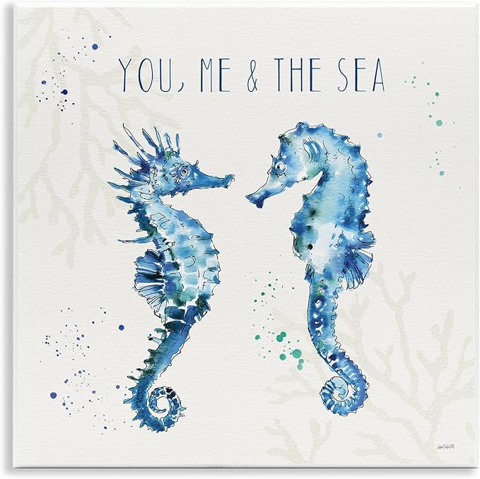 You Me and Sea Seahorse Love, 12 x 12 Inch Mounted Print on Wall Plaque | Stupell Industries | 12 x 12 Inches, Easy to Hang and Sturdy, Made in USA, by Anne Tavoletti