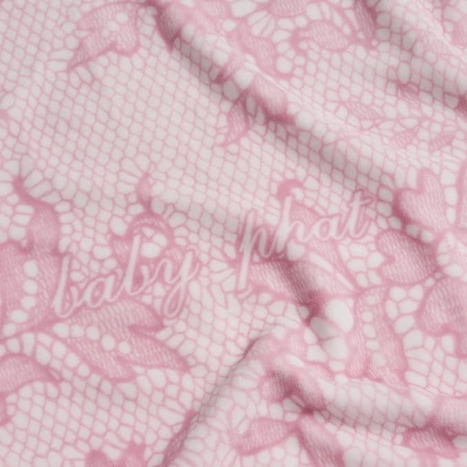 Baby Phat Oversized Plush Throw Blanket 60" x 70", Script Lace Pink