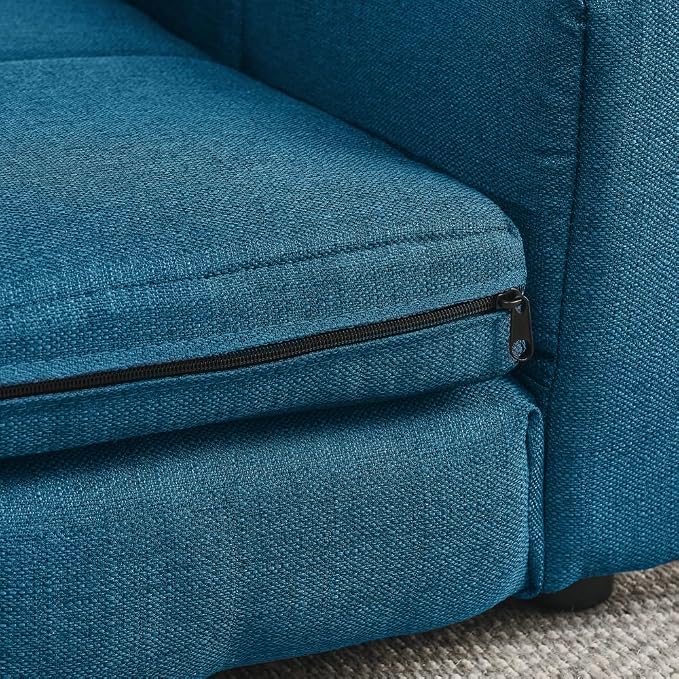 51" Dog Sofa Couch Bed for Small, Medium, Large Dogs, Soft Memory Foam Pet Sofa with Durable Linen Fabric, Comfortable Pet Couch with Backrest and Armrests, Easy to Clean and Maintain（Dark Blue）