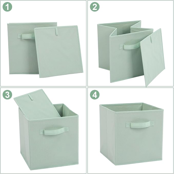 Stero 13x13x13 Inch Fabric Storage Bins 6 Pack Fun Colored Durable Storage Cubes with Handles Foldable Cube Baskets for Home, Kids Room, Closet and Toys Organization Multi Colors