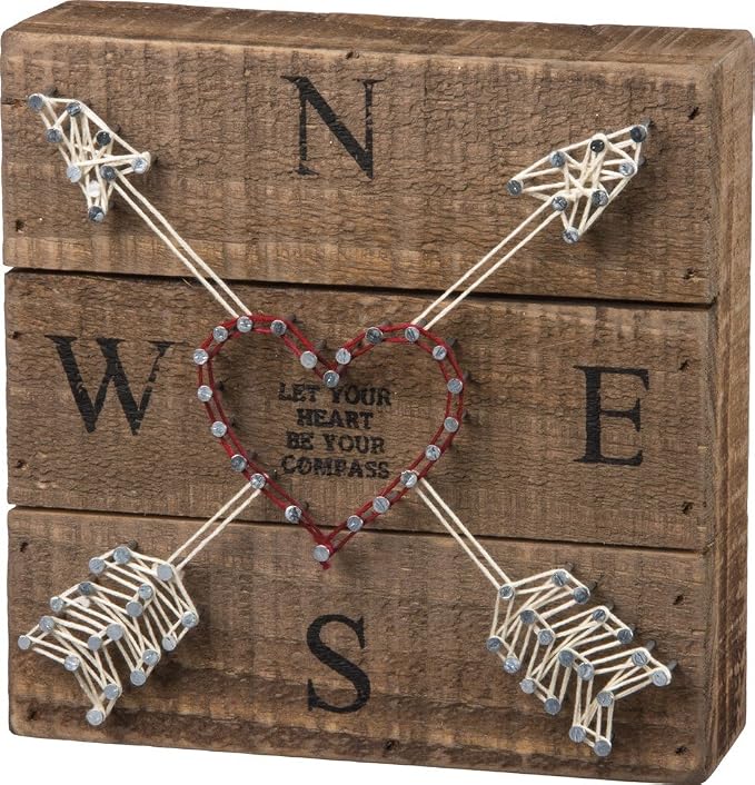 Primitives by Kathy Distressed Wood Slat Sign - 'Let Your Hearth' with Hand-Strung Heart, Wall Art & Desk Decor for Home