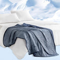 Sharper Image Cooling Touch Down Alternative Throw Blanket, 50 x 60, Navy | Jersey Knit, All Season, Ultra Soft, Microfiber, Cozy Warmth for Sofa or Bed, Quilted, Lightweight, OEKO-TEX Certified