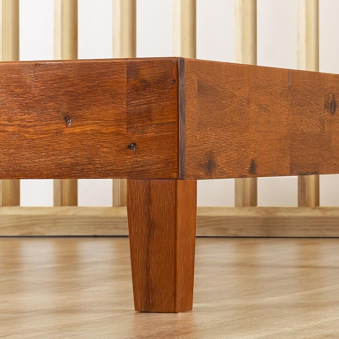 Mellow Naturalista Grand - 12 Inch Solid Wood Platform Bed with Wooden Slats - No Box Spring Needed - Twin (Cherry)