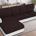 H.VERSAILTEX Sectional Couch Covers 8 Pieces Stretch Sofa Covers for Sectional Sofa Set Separate L Shaped Couch Cover for Both Left/Right Couch (Seat and Back: 1 Chaise + 3 Sofa, Chocolate)