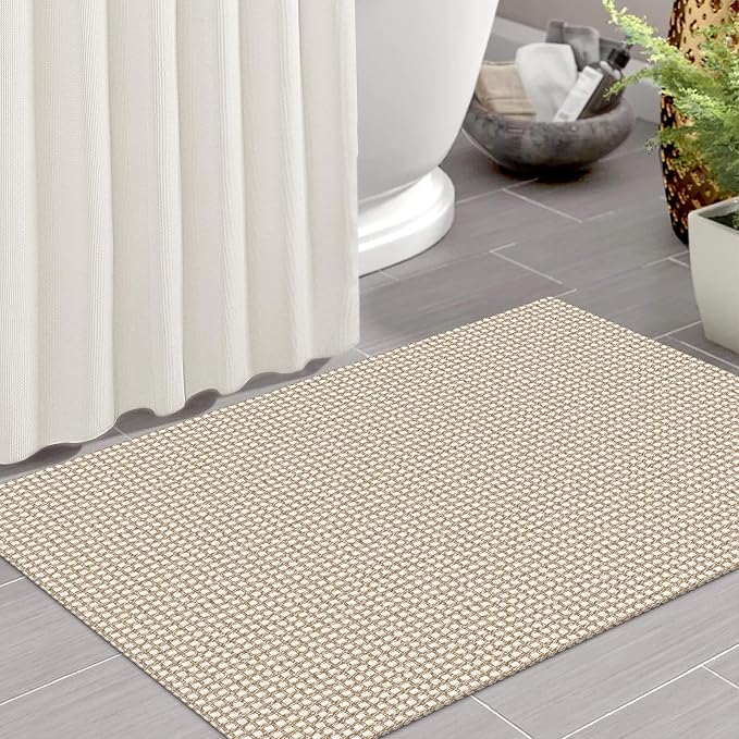 IOHOUZE Small Area Rug 2x3 Washable Woven Rugs for Entryway Non Slip Rubber Backed Front Door Rugs Indoor Doormat Throw Rug Floor Carpet for Entrance Kitchen, Cream/Beige