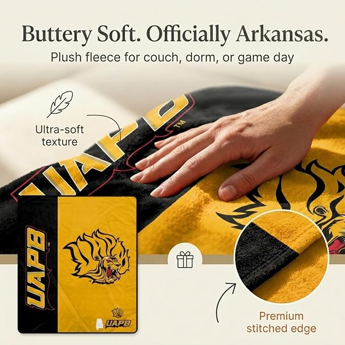 Proformance Home NCAA Arkansas Pine Bluff Golden Lions Endzone Ultra Soft Tailgate Throw