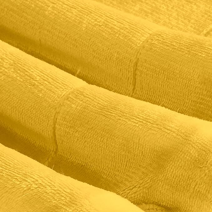 Elegant Comfort Ultra Soft Reversible Flannel Sherpa Blanket - Cozy Silky Fleece Throw for Couch, Bed - Plush Fuzzy Warm Winter Blanket for Gift, King, Yellow