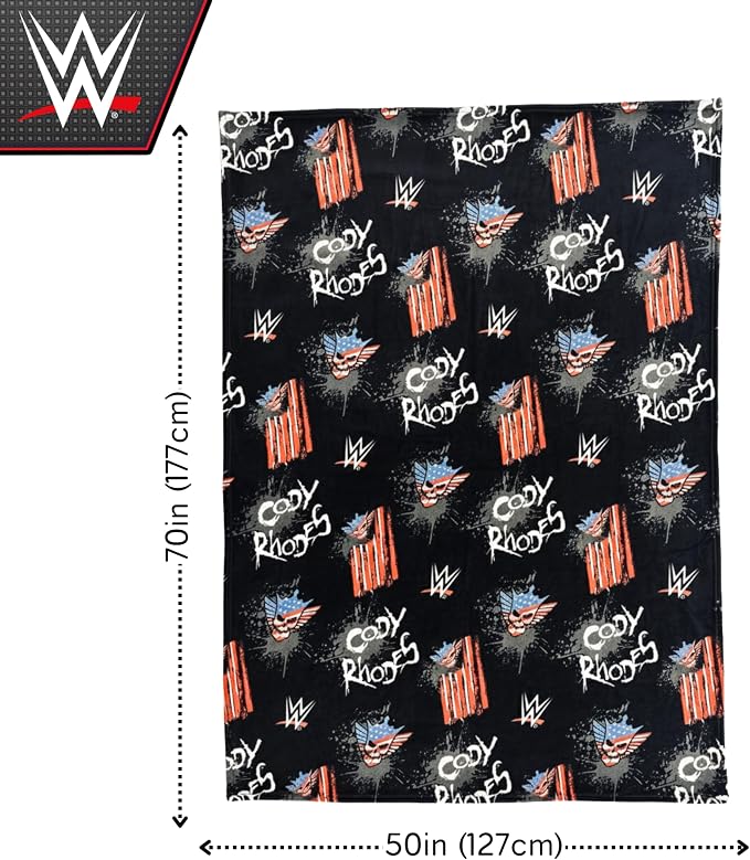 WWE Cody Rhodes Main Event Champions Bedding Super Soft Throw Blanket, 70 in x 50 in, (Officially Licensed Product) By Franco