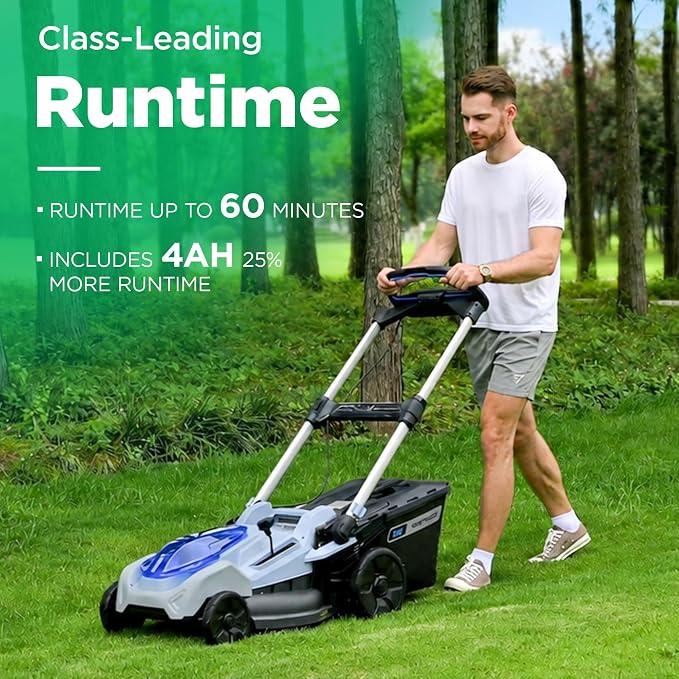 21" Cordless Lawn Mower, 40V Self-Propelled Mower with 4×4.0Ah Battery & Charger, Ultra-Quiet Motor for Small Yards, Lawn Care, Backyard Maintenance