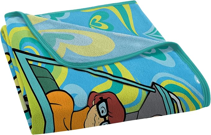 Warner Bros. Scooby-Doo Groovy Baby Micro Raschel Throw, 46 x 60 in | Plush Polyester Fleece, Decorative Edge Binding, Machine Washable, Cozy Layer for Bedrooms, Lounging, Sleepovers, and Travel