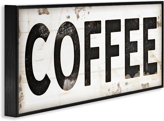 Stupell Industries 'Coffee Typography Vintage Sign', Framed Giclee Art, Black, 24 x 10 Inches, Easy to Hang and Sturdy, Made in USA, by Jennifer Pugh