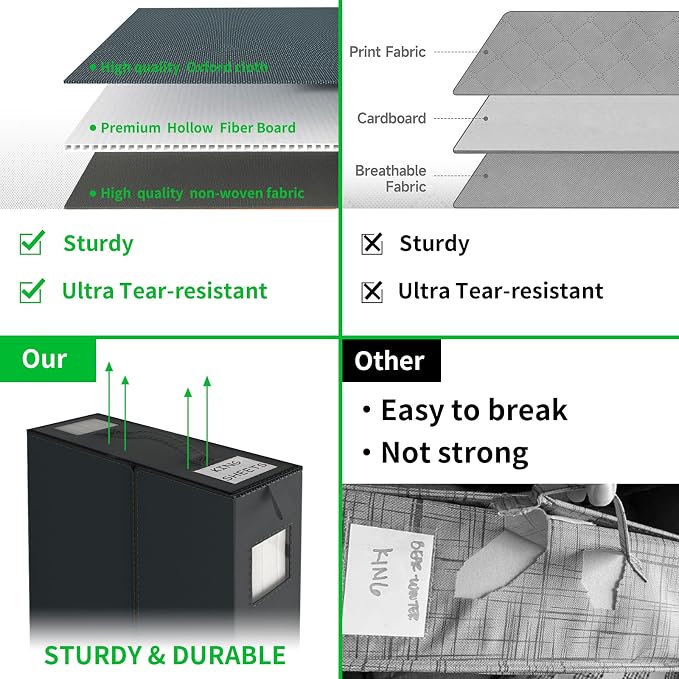 Aokeyee Bed Sheet Organizers and Storage - 6 Pack (Queen Or King Size), Foldable Storage Bins Closet Organizers And Containers for Duvet Covers, Blankets, Pillowcases, Bedding Clothes, Black