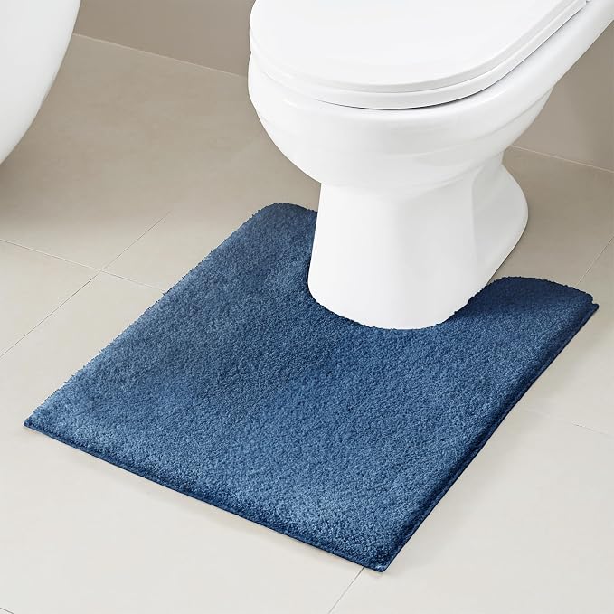 Madison Park Signature Marshmallow Bathroom Rug Non Slip, Luxrurious Plush Bath Mat, Absorbent, Quick Dry, Spa Design Bath Room Décor, 20x24, Navy | Non slip Backing, Spa Quality Luxurious Plush Bath Rug for Bathroom, Quick Dry, OEKO TEX, U Shaped
