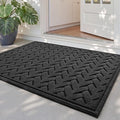 DEXI Front Door Mat Outside Entrance, 2x3 Heavy Duty Entry Doormat Dirt Trapper with Rubber Back, Non Slip Low Profile Floor Mats for Entryway Exterior Patio, Wave Charcoal